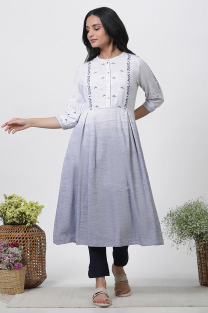 Grey &amp; Blue Ombre A-Line Kurta And Pants Set