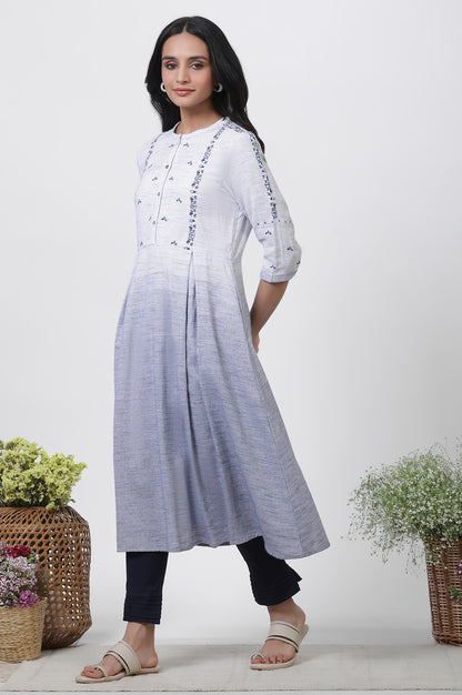 Grey &amp; Blue Ombre A-Line Kurta And Pants Set