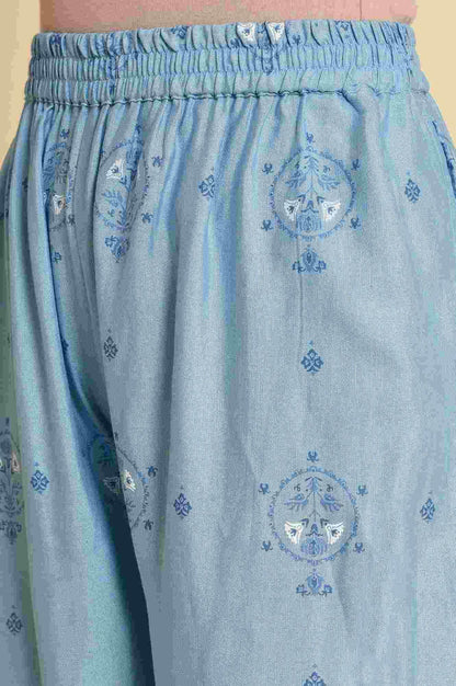 Blue Printed kurta Co-Ord Set - wforwoman