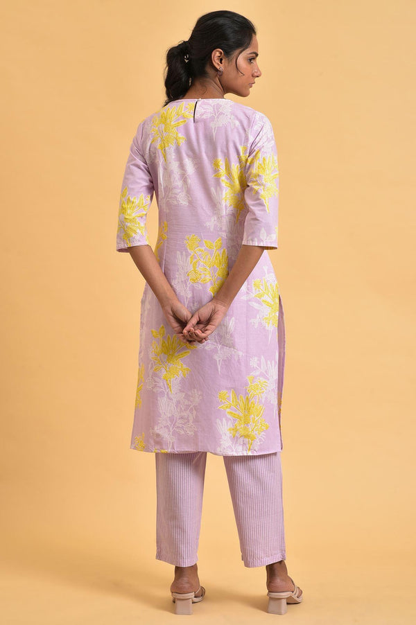 Light Purple Floral Print kurta Co-Ord Set