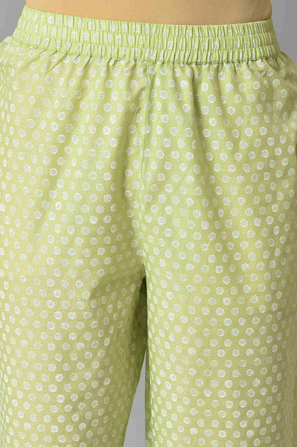 Pistachio Green Embroidered kurta And Pants Co-Ord Set - wforwoman