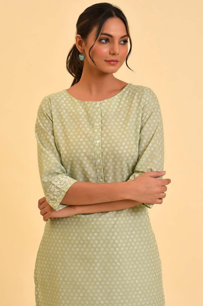 Light Green Printed kurta &amp; Pants Co-Ord Set - wforwoman