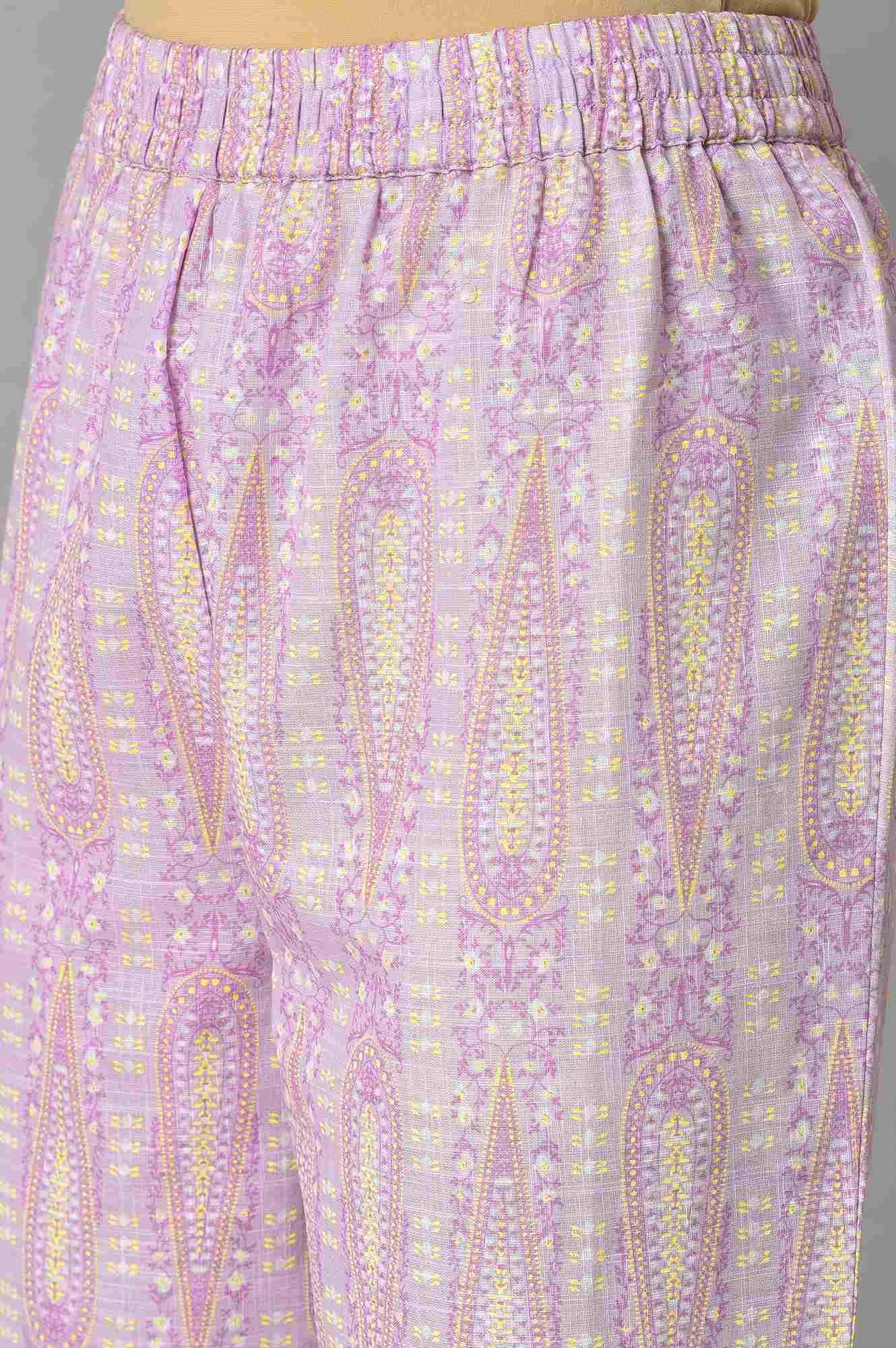 Purple Paisley Printed kurta And Pants Co-Ord Set - wforwoman