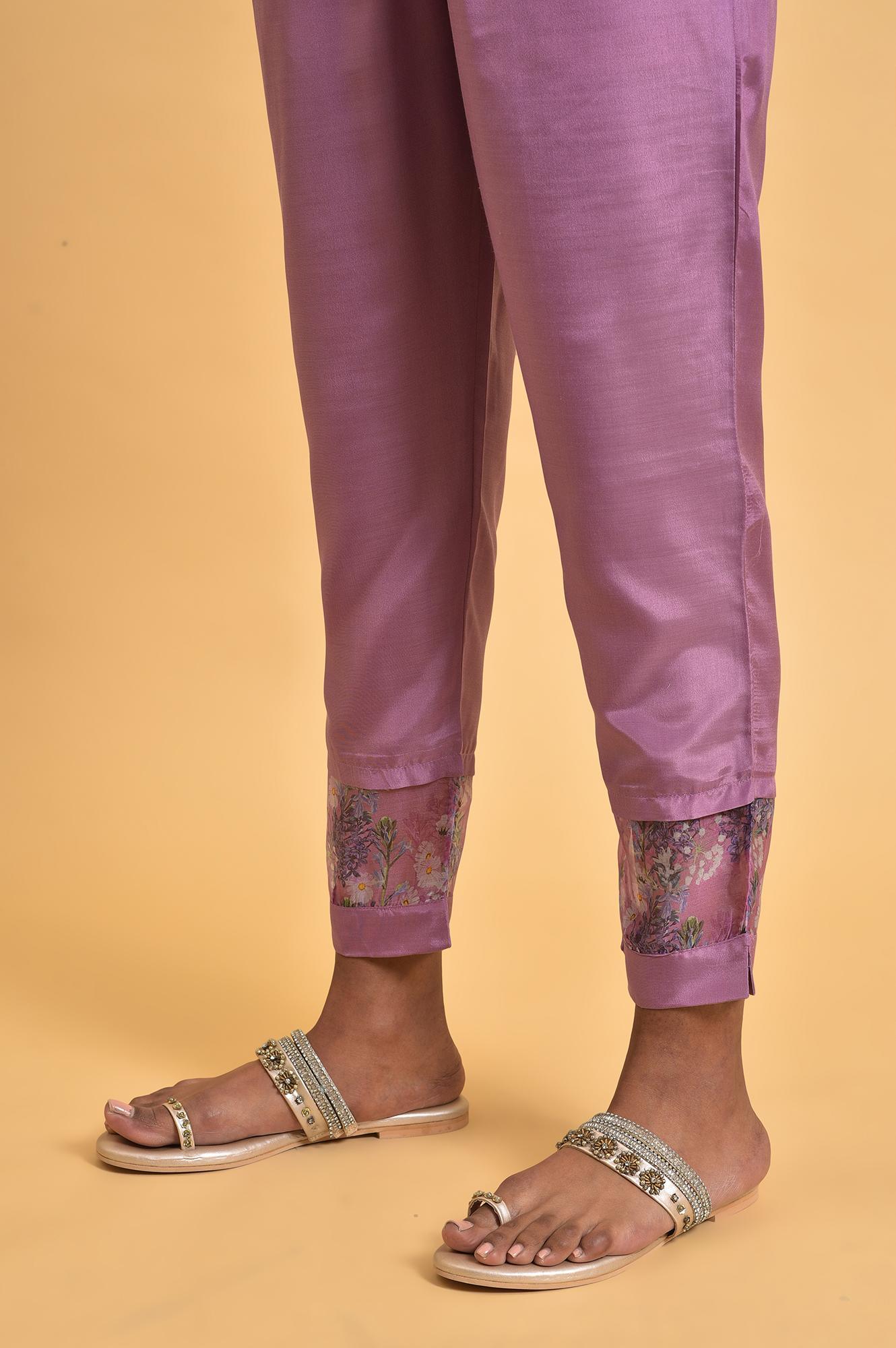 Light Pink Floral Printed kurta Set - wforwoman