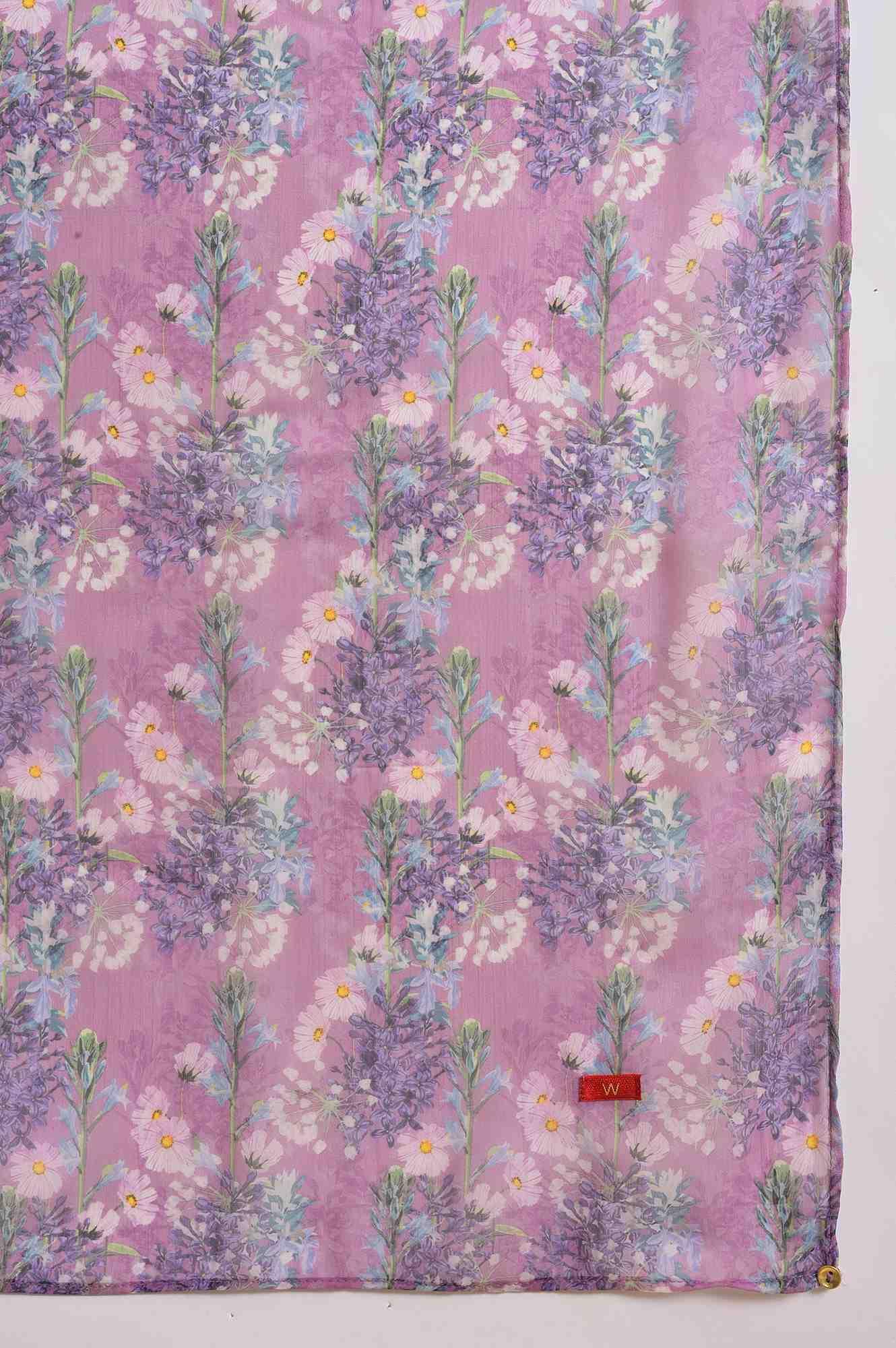 Light Pink Floral Printed kurta Set - wforwoman
