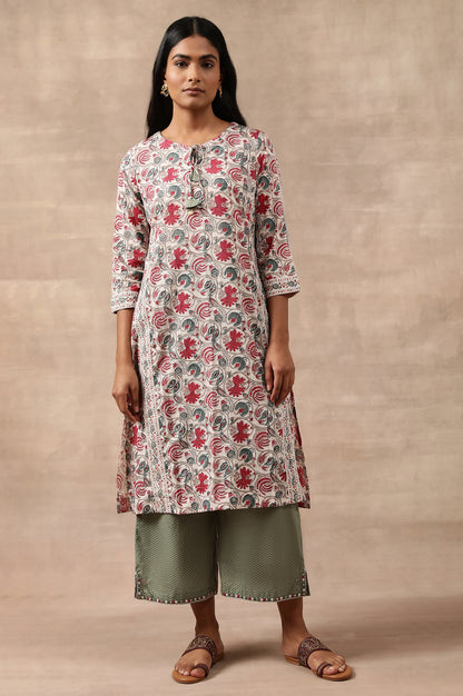 Floral Hand Block Print Cotton kurta