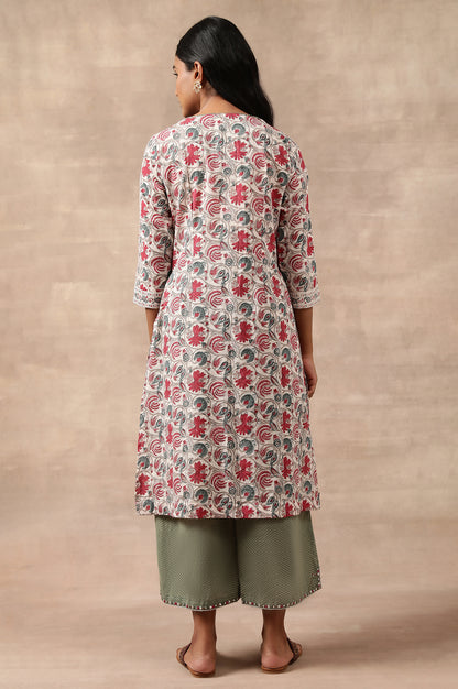 Floral Hand Block Print Cotton kurta