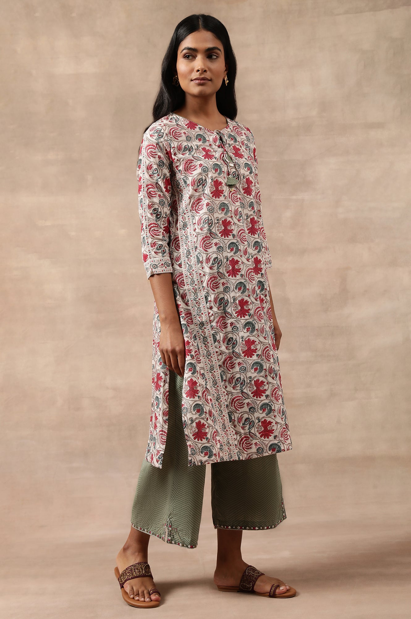 Floral Hand Block Print Cotton kurta