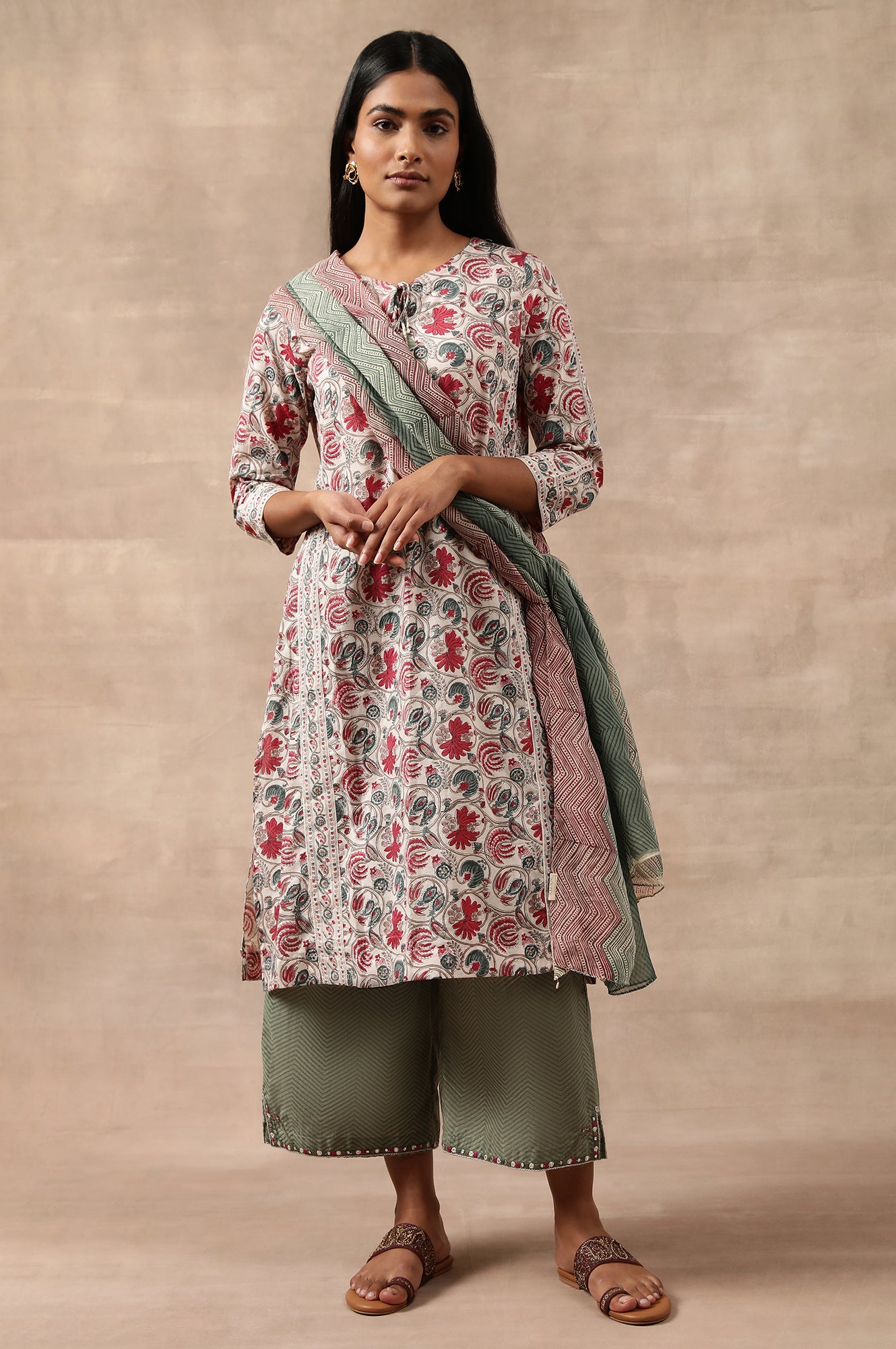 Floral Hand Block Print Cotton kurta