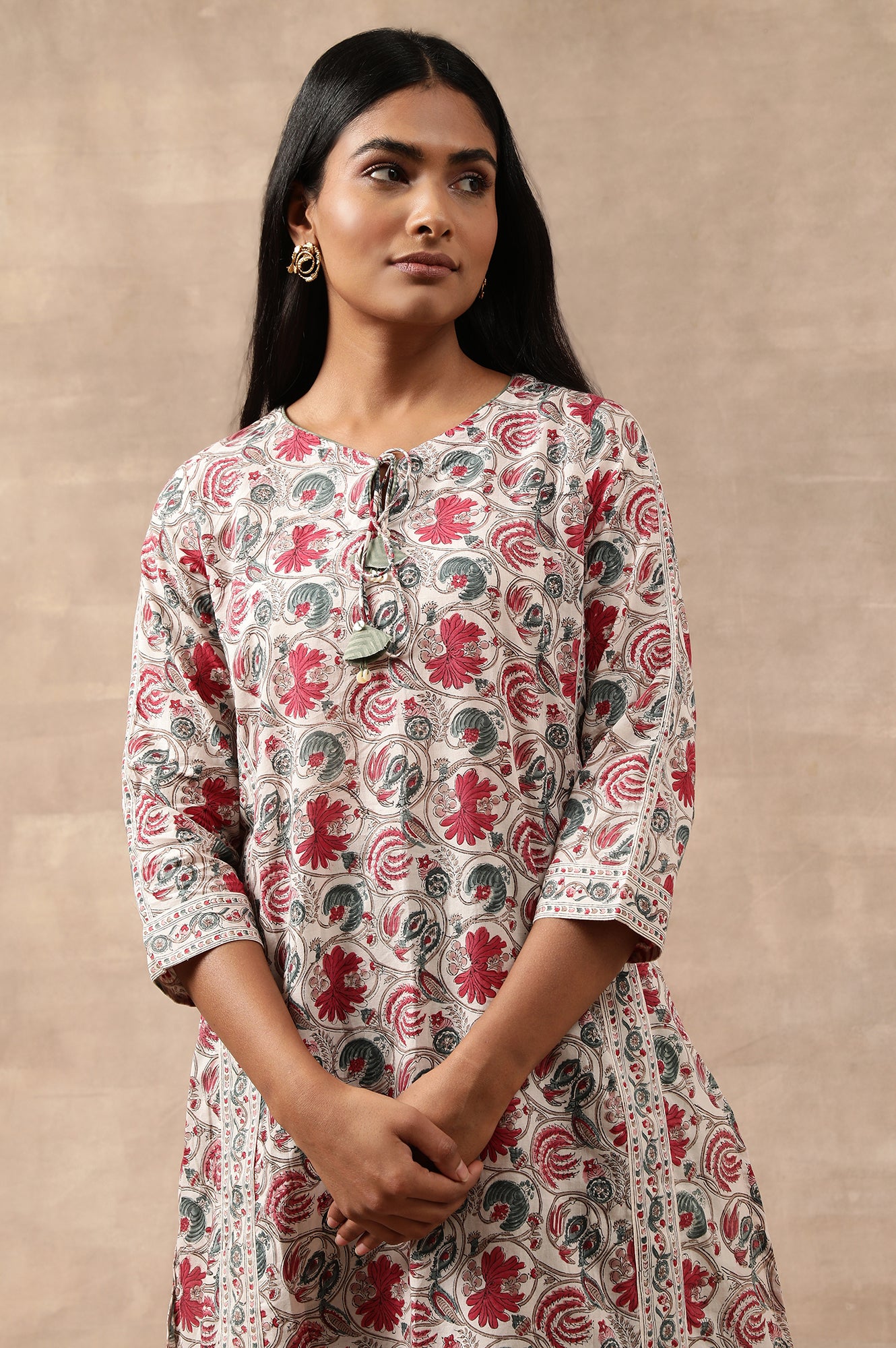 Floral Hand Block Print Cotton kurta