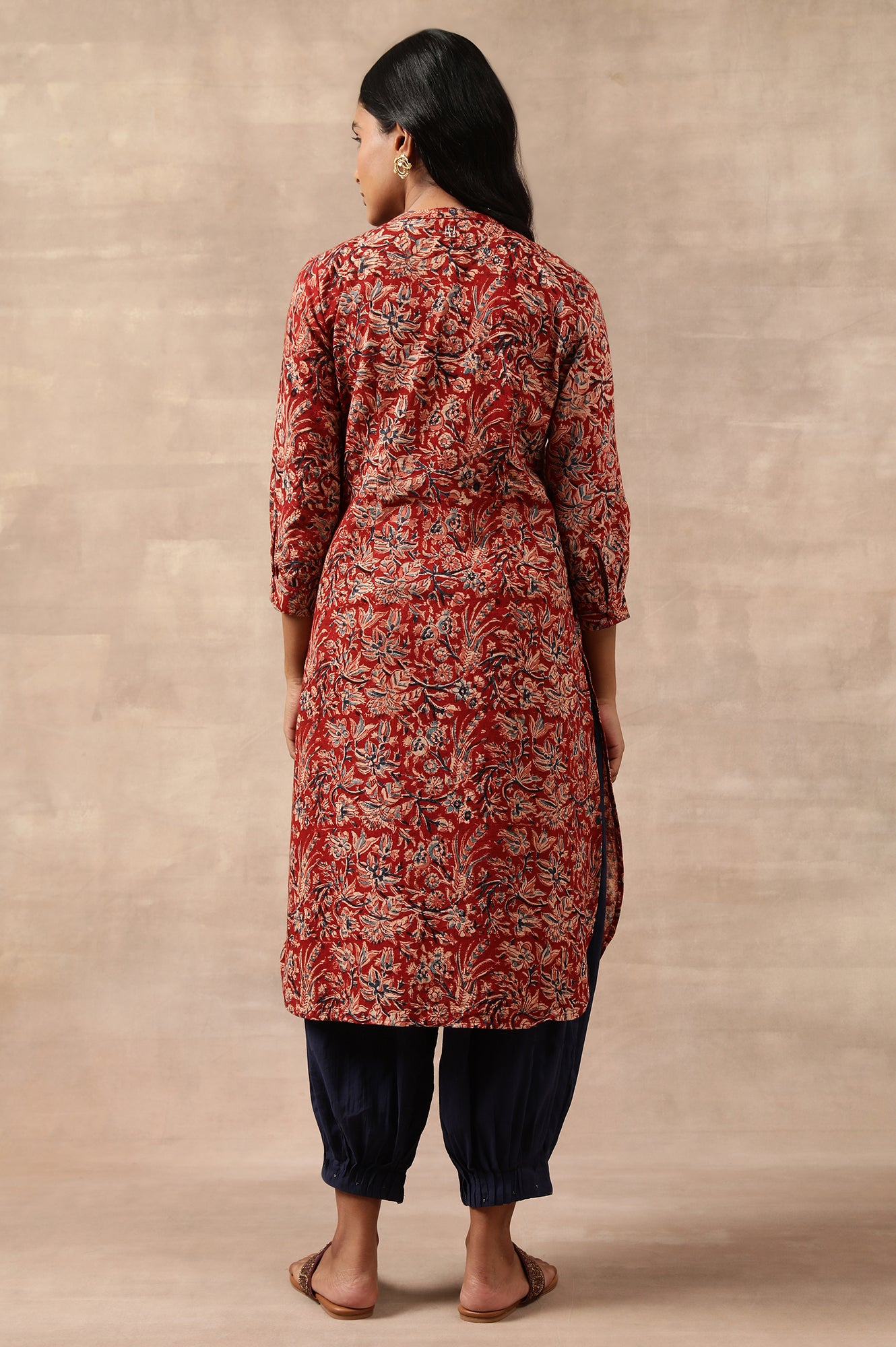 Red Kalamkari Print Shirtdress