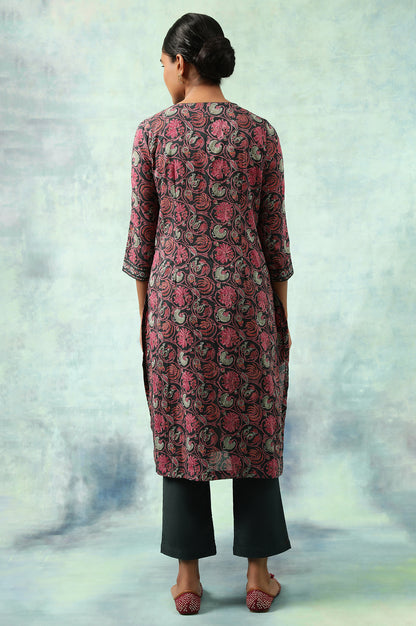 Green Floral Hand Block Print kurta