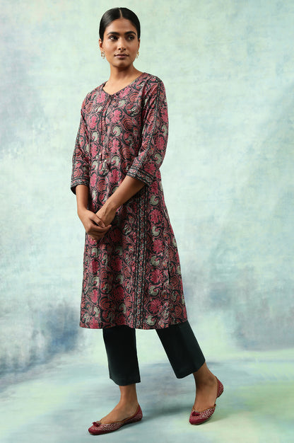 Green Floral Hand Block Print kurta