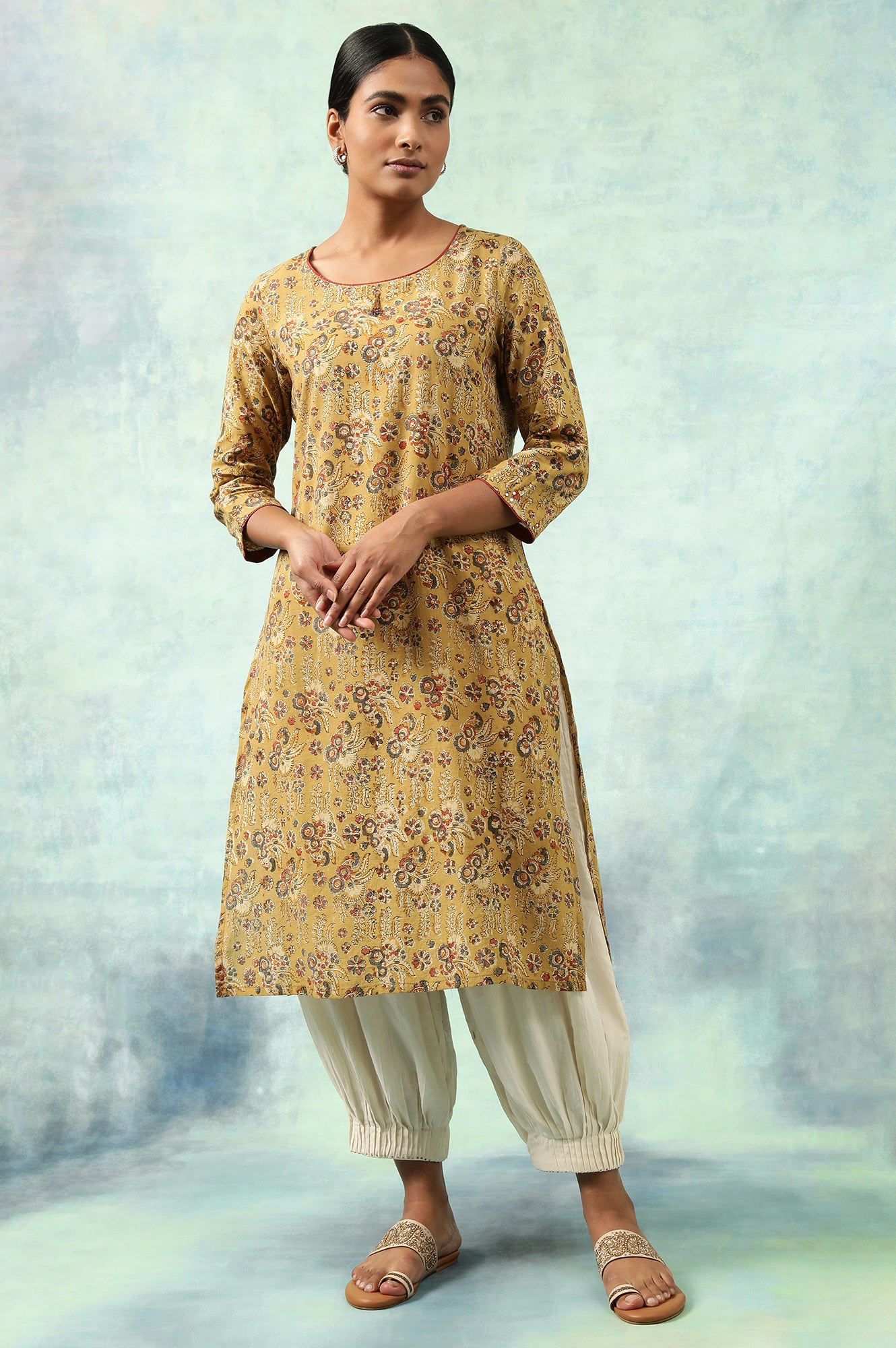 Yellow Hand Block Print kurta