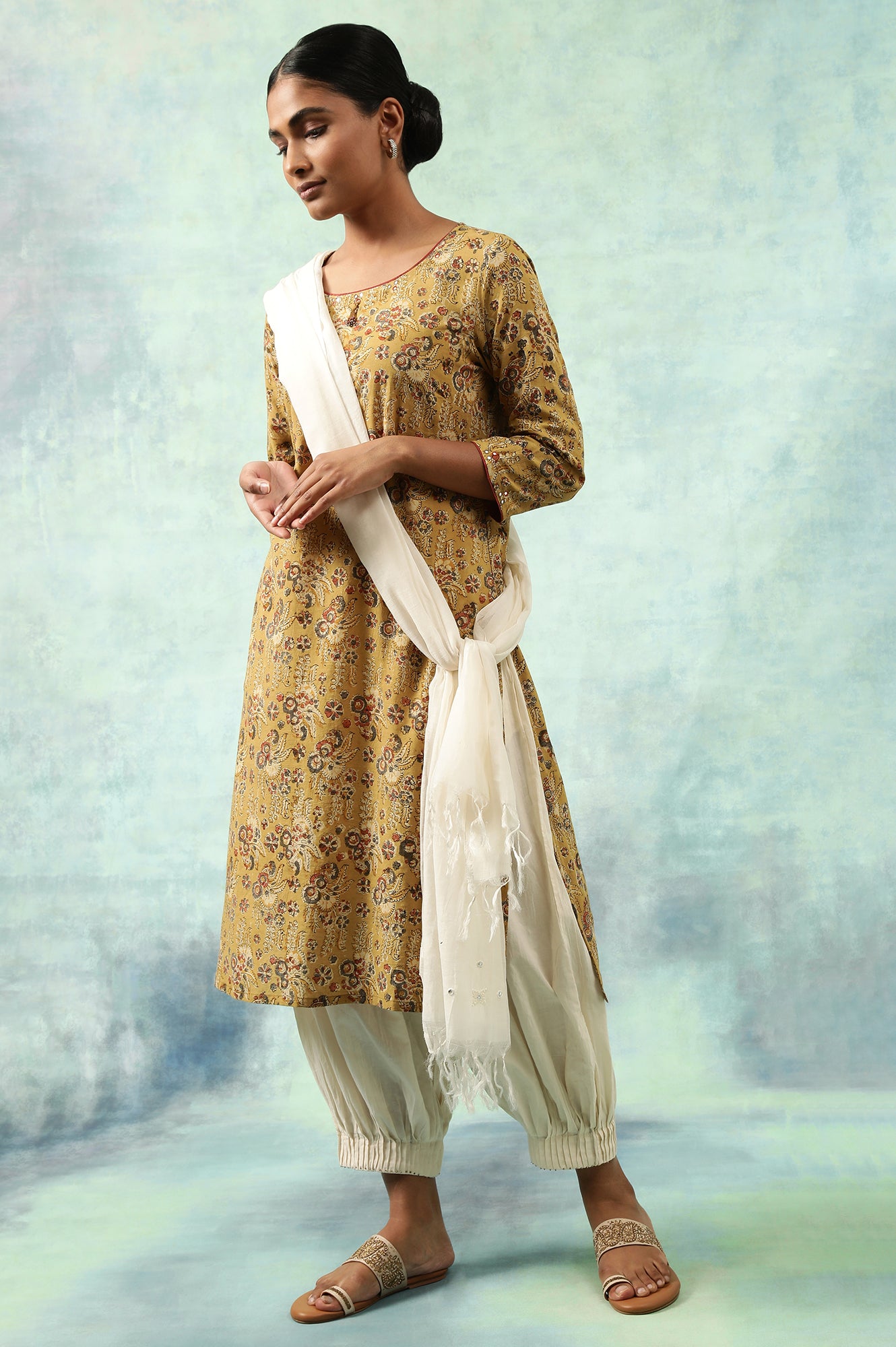 Yellow Hand Block Print kurta