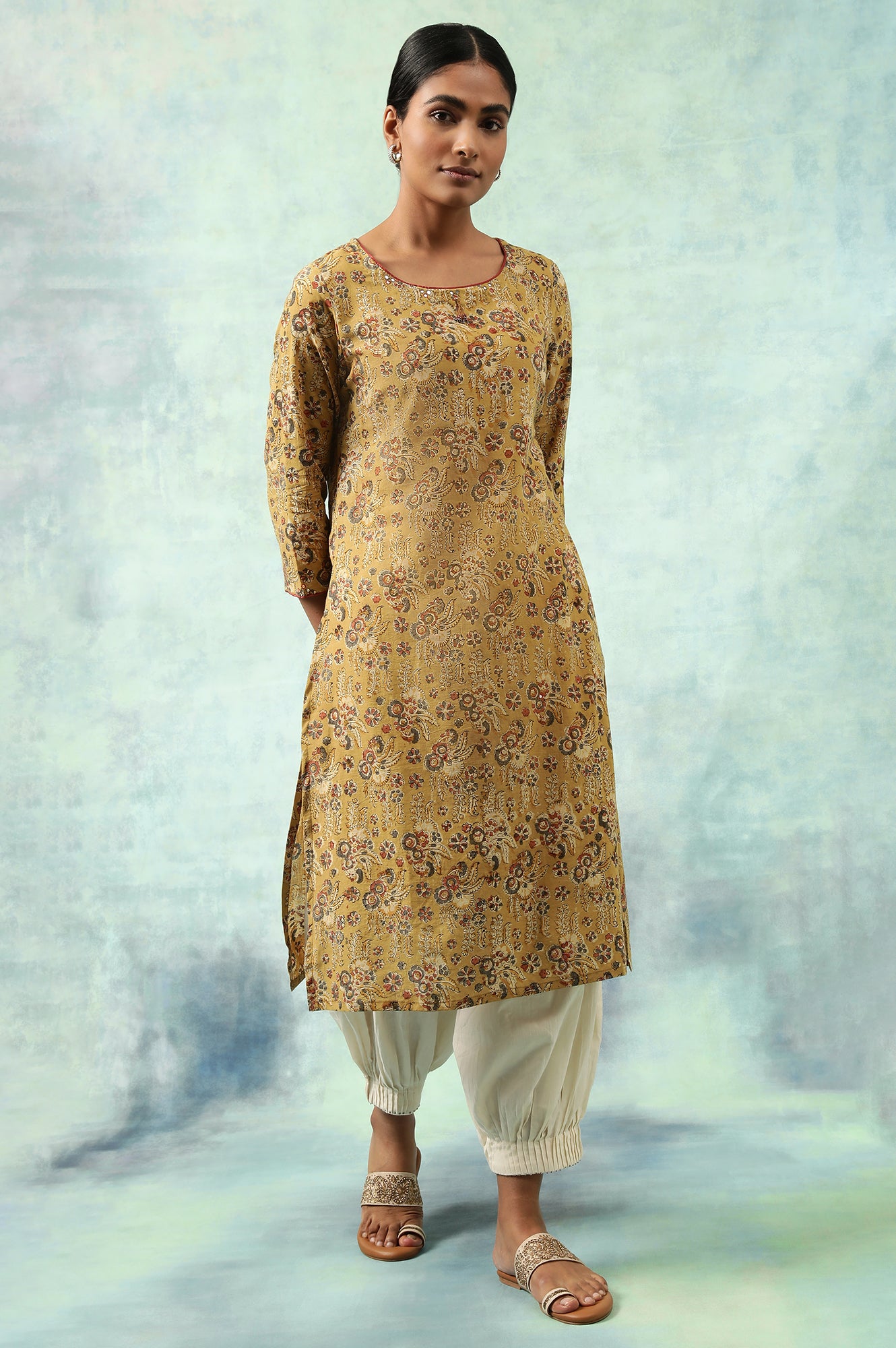 Yellow Hand Block Print kurta