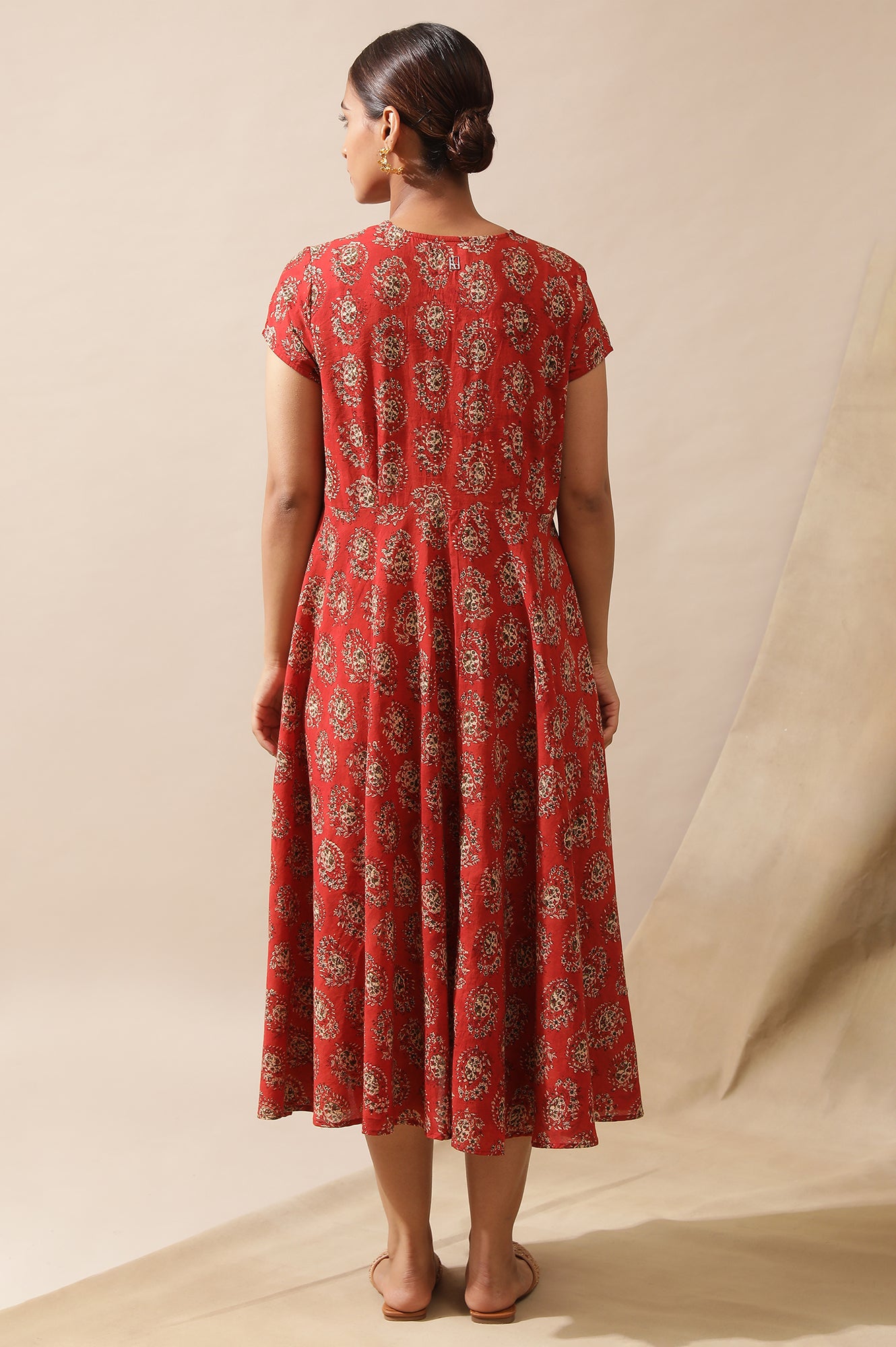 Red Hand Block Print Dress