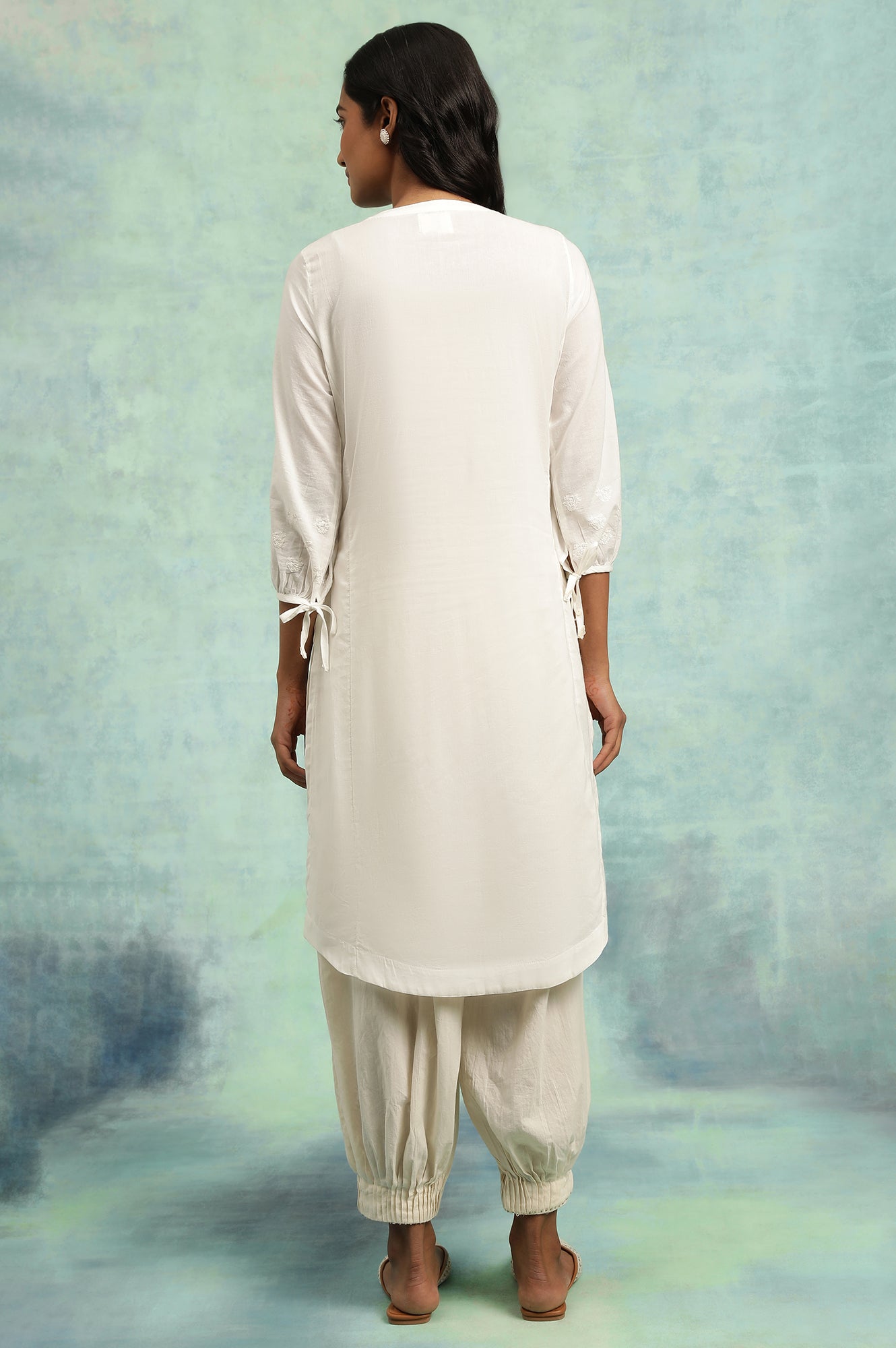 White On White Chikankari kurta In Cotton Voile