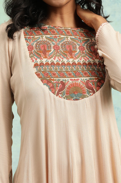 Flared Rayon Crepe kurta With Elaborate Embroidery