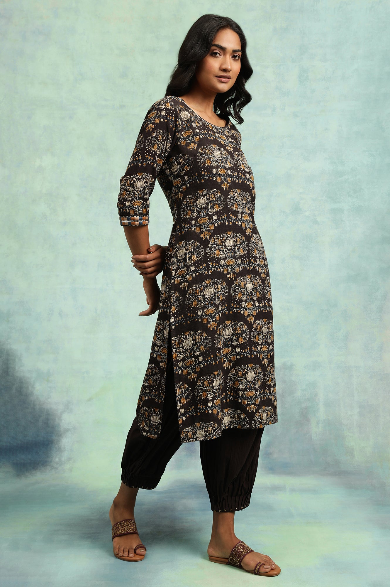 Black Hand Block Print kurta