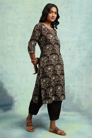 Black Hand Block Print kurta