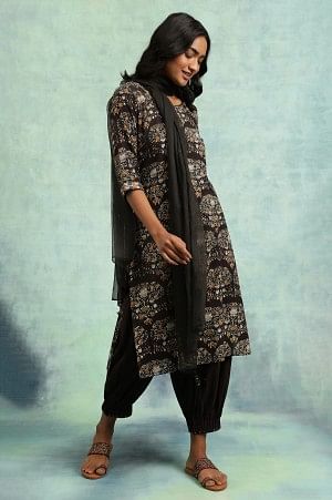 Black Hand Block Print kurta