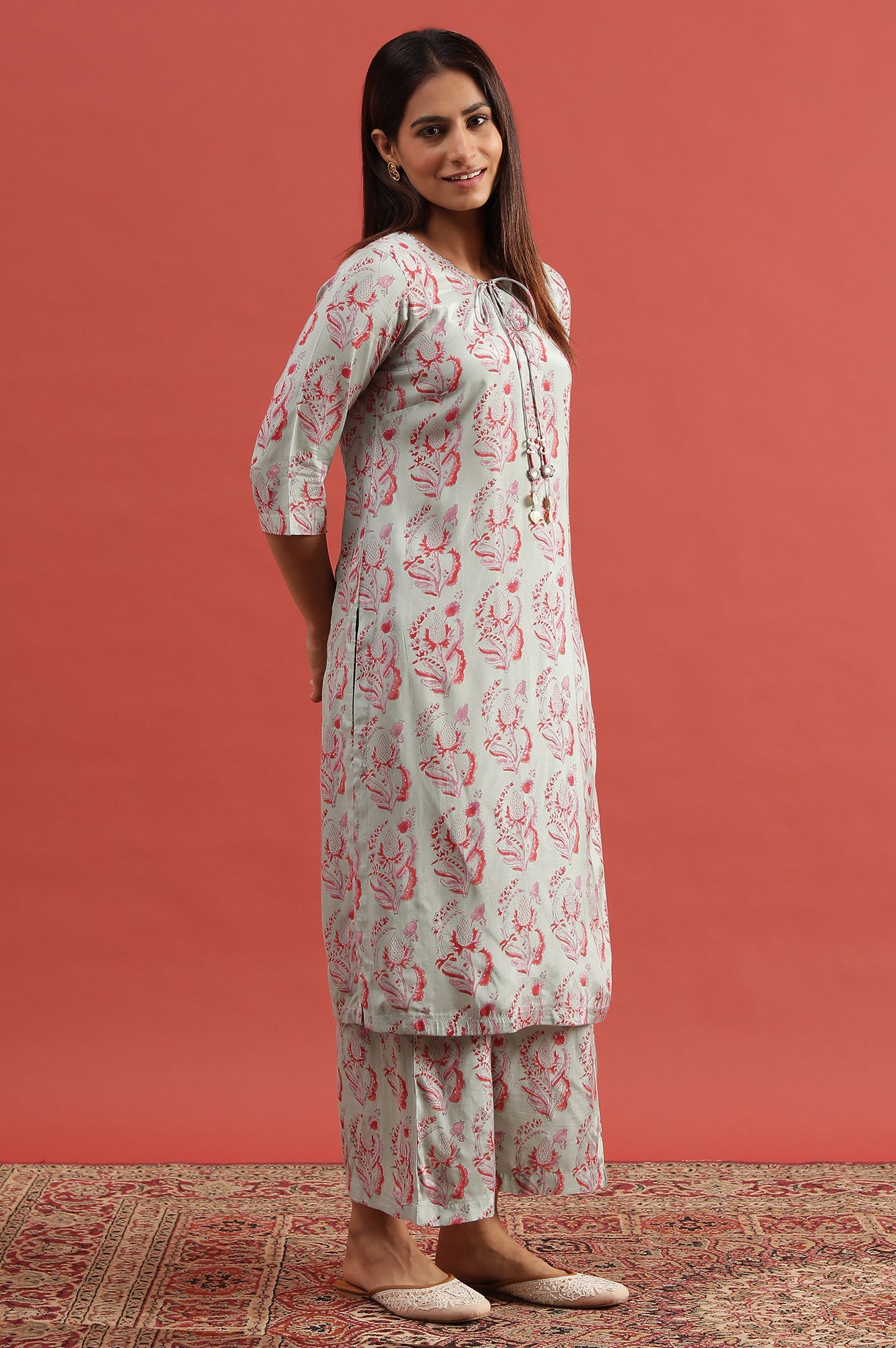 Light Green Hand Block Print Kurta