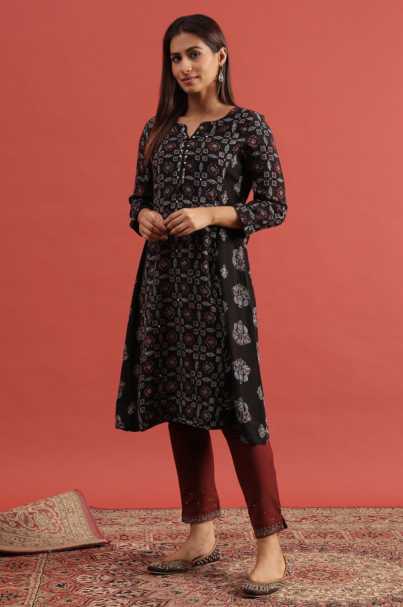 Espresso Flared Ajrakh Kurta