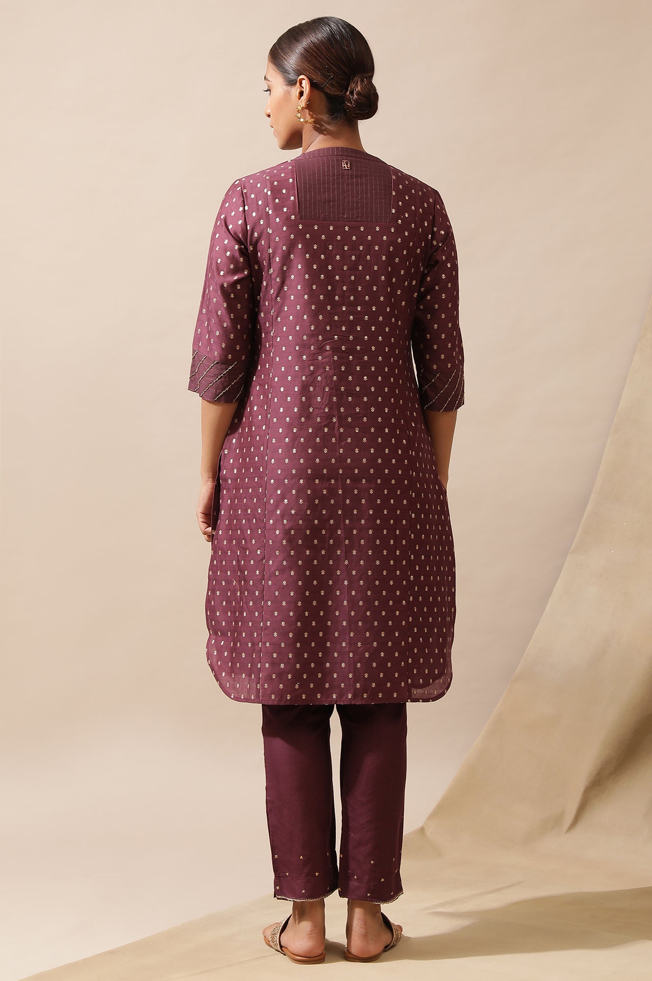 Prune Cotton Silk Jacquard Kurta