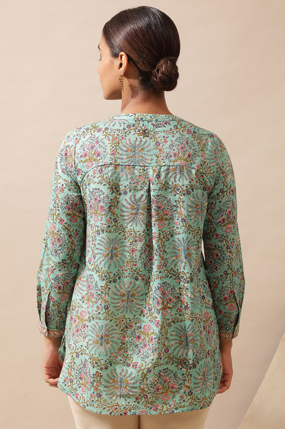 Mist Green Hand Block Printed Top