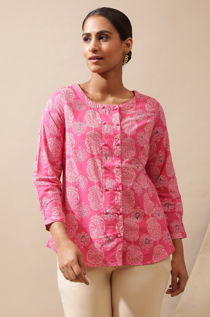 Pink Hand Block Printed Top