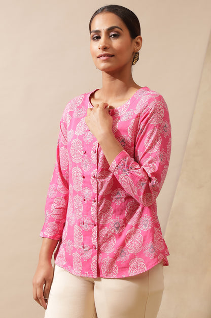 Pink Hand Block Printed Top