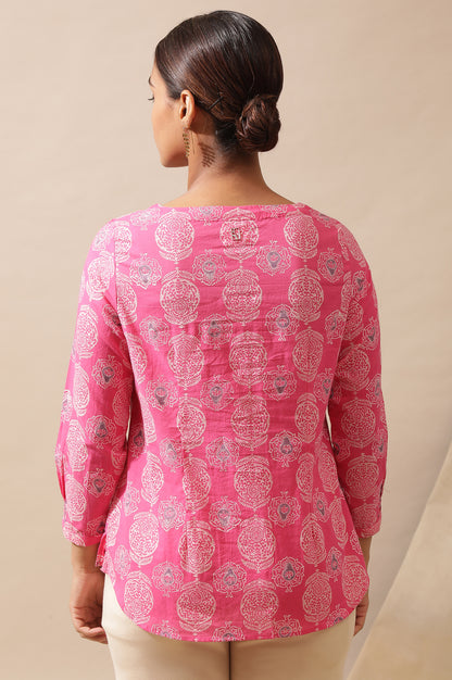 Pink Hand Block Printed Top