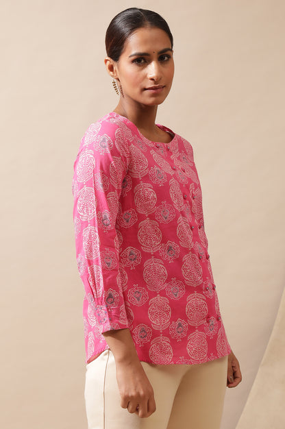 Pink Hand Block Printed Top