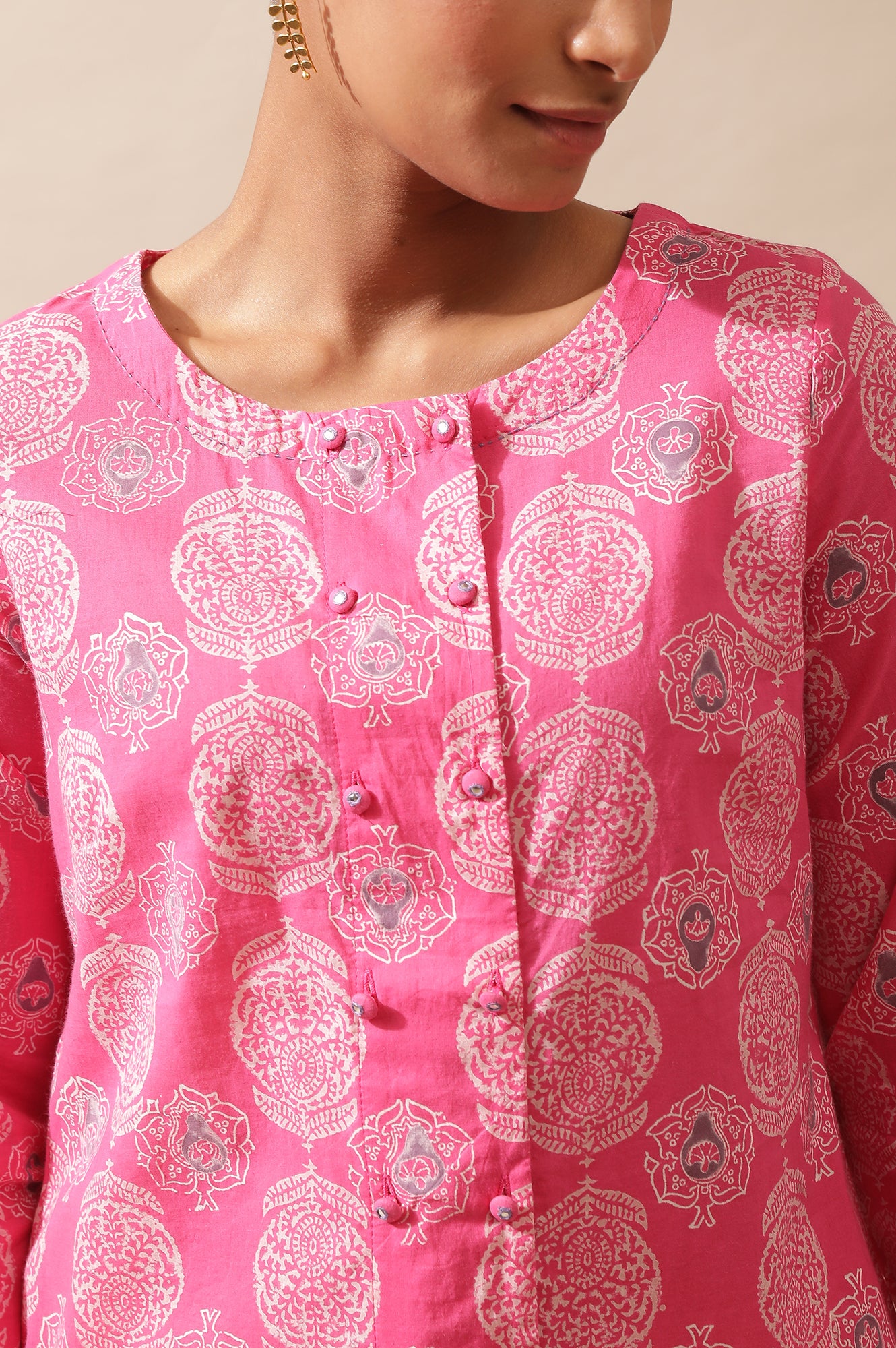 Pink Hand Block Printed Top