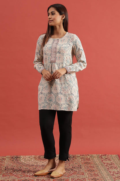 Ecru Hand Block Printed Top - wforwoman