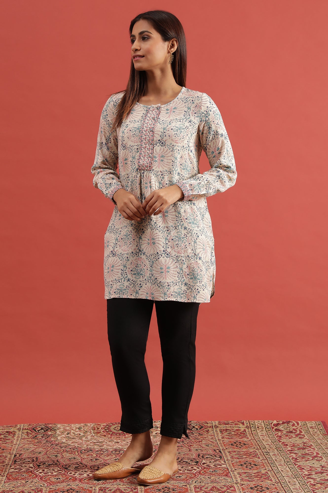 Ecru Hand Block Printed Top