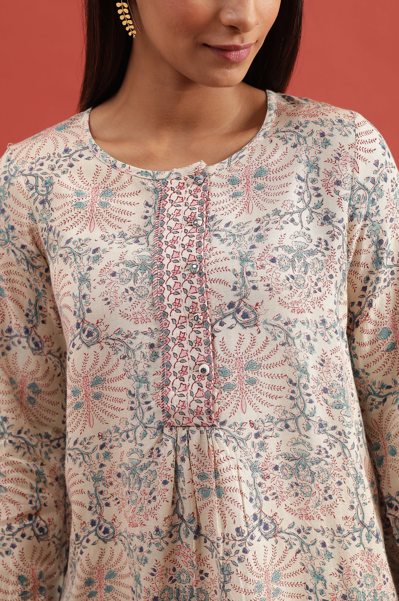 Ecru Hand Block Printed Top