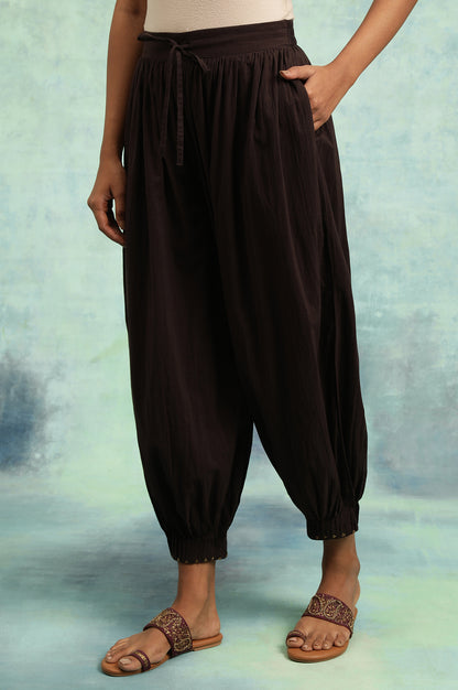 Dark Brown Pleated Hem Salwar Pants