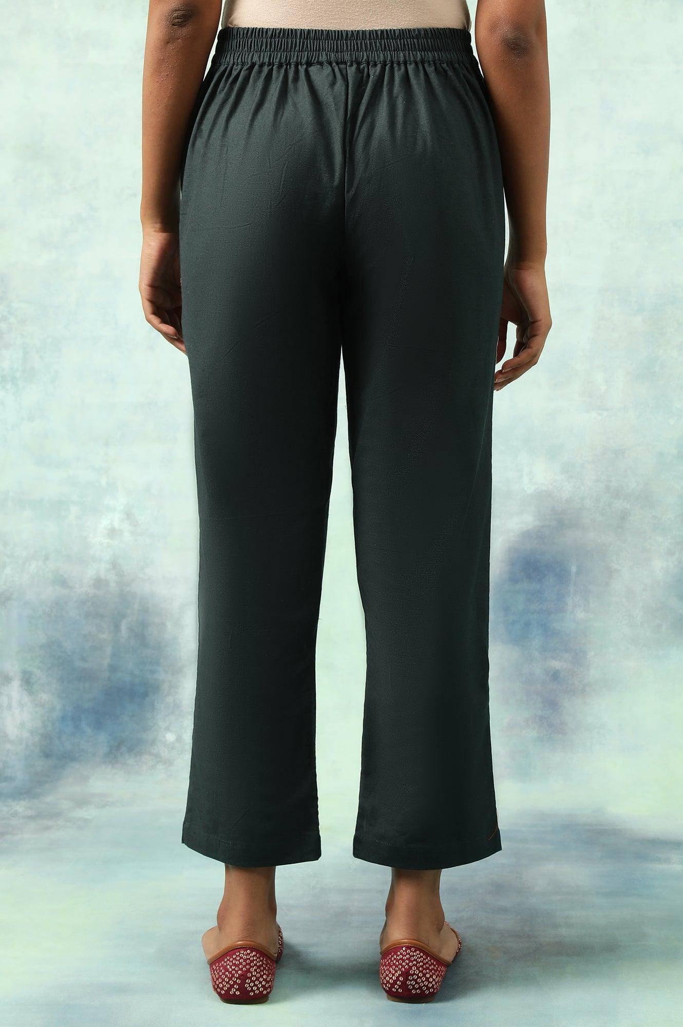 Sea Moss Straight Pants In Cotton Flax - wforwoman