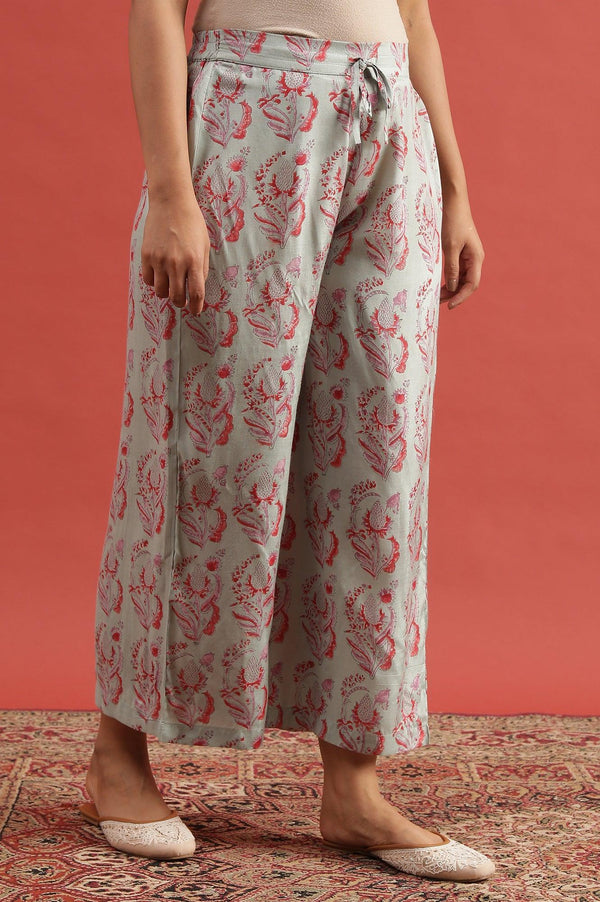 Smoke Green Printed Parallel Pants