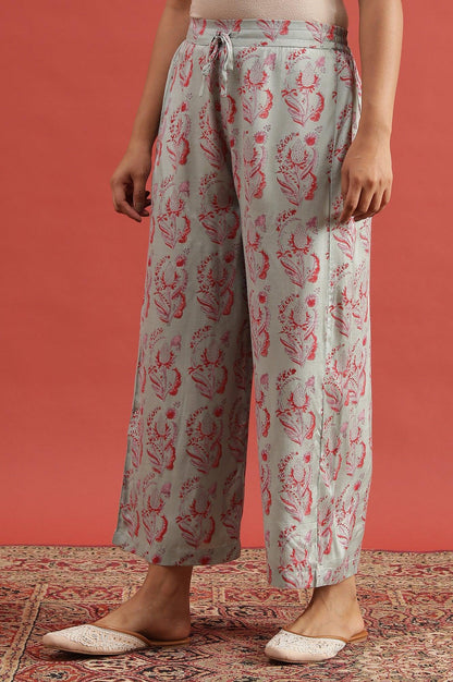 Smoke Green Printed Parallel Pants - wforwoman