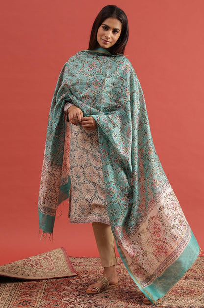 Jade Green Hand Block Print Dupatta - wforwoman