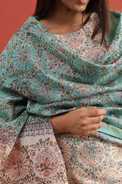 Jade Green Hand Block Print Dupatta - wforwoman