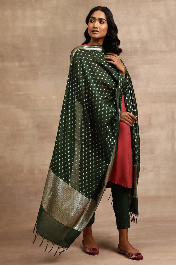 Green And Gold Jacquard Drape