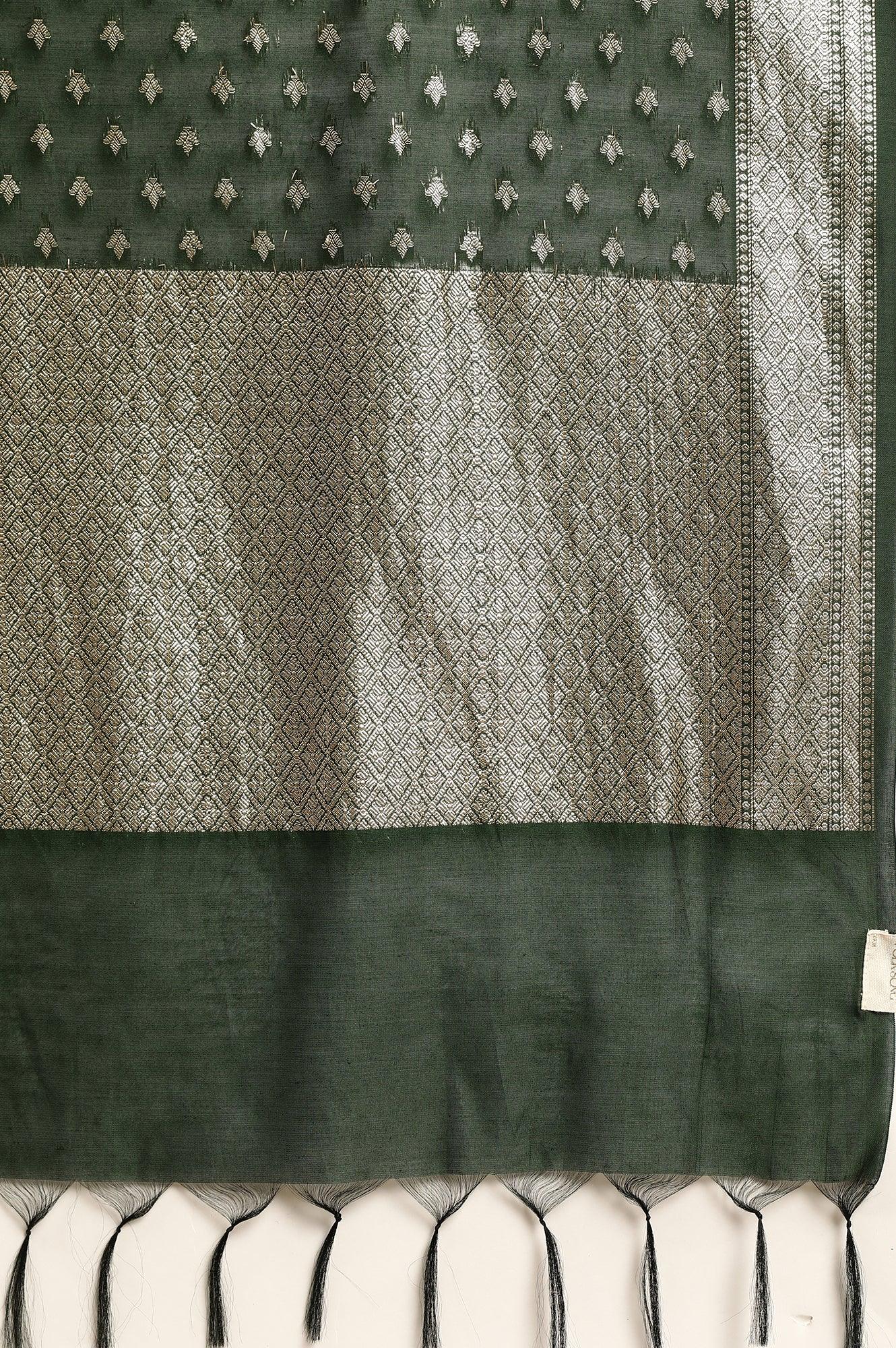 Green And Gold Jacquard Drape - wforwoman