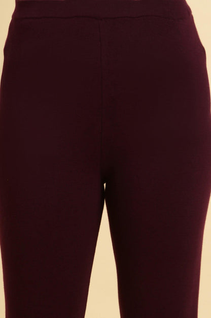 Purple Solid Fit And Flare Pants - wforwoman