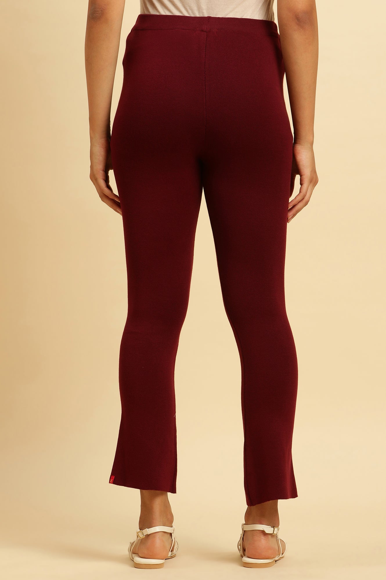 Maroon Solid Fit And Flare Pants