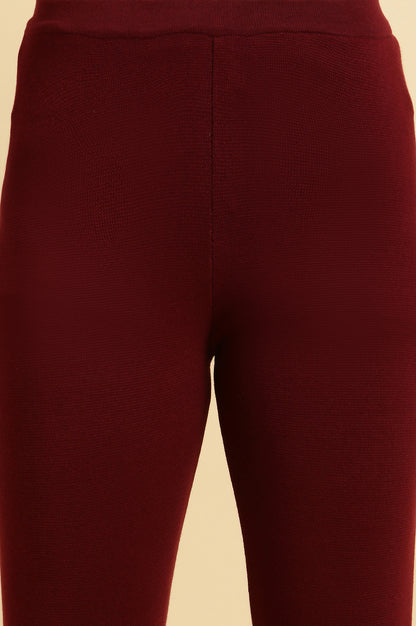 Maroon Solid Fit And Flare Pants