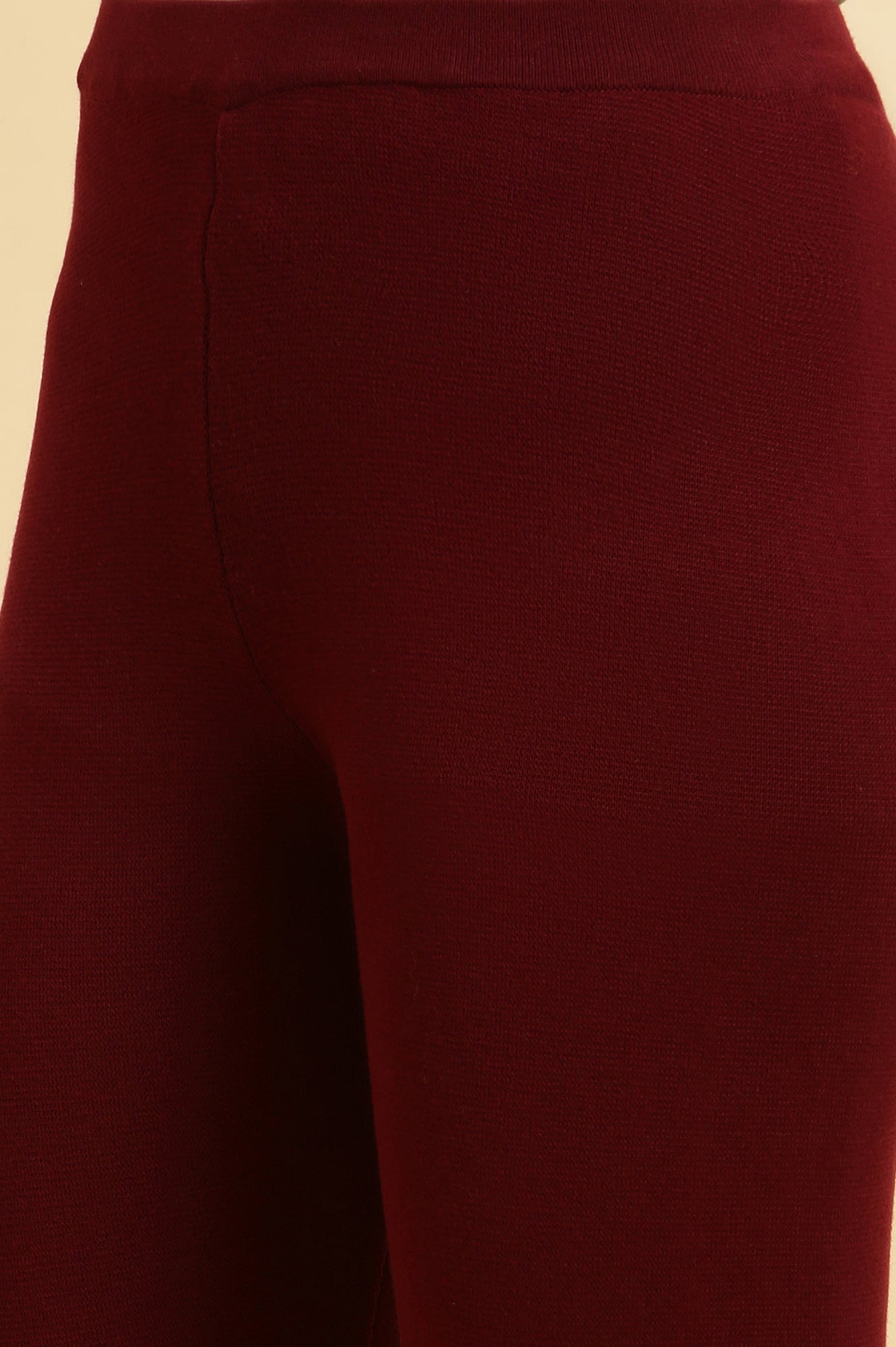 Maroon Solid Fit And Flare Pants